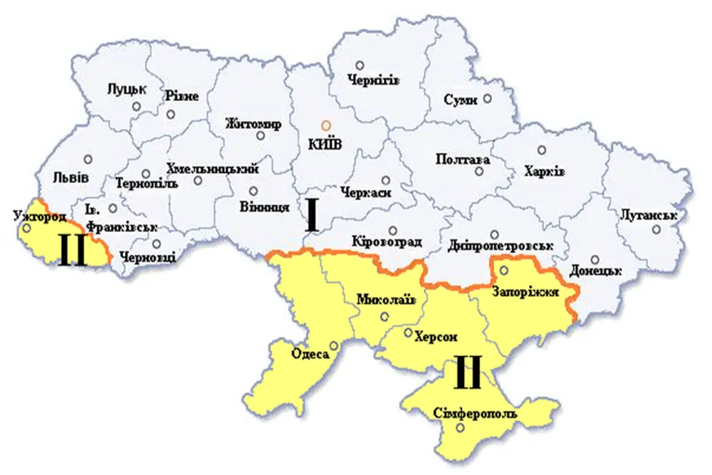 Карта температурних зон України згідно з ДБН В.2.6-31:2021