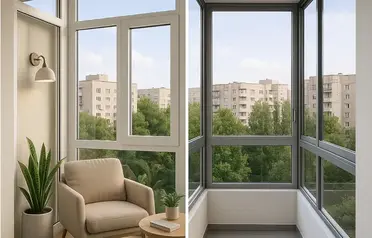Візуалізація балкона з теплим та холодним склінням