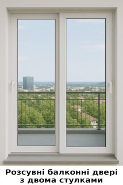 Розсувні балконні двері з двома стулками