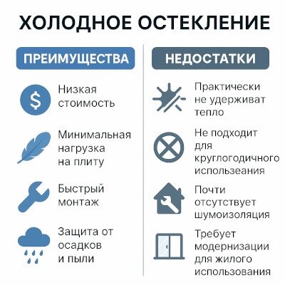 Плюсы и минусы холодного остекления: низкая стоимость и быстрая установка против ограниченной тепло- и шумоизоляции