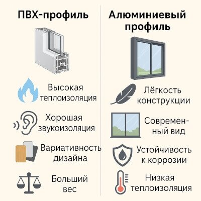Сравнение профилей из ПВХ и алюминия: теплоизоляция, звукоизоляция, вес и дизайн