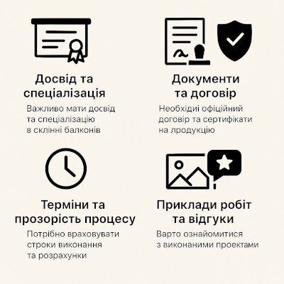 Критерії вибору підрядника для скління балкона: досвід, документи, гарантії, терміни та відгуки