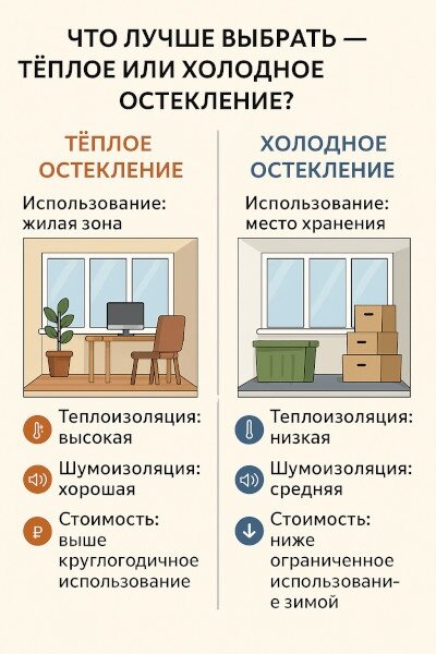 Сравнение тёплого и холодного остекления: теплоизоляция, шумоизоляция, стоимость и варианты использования