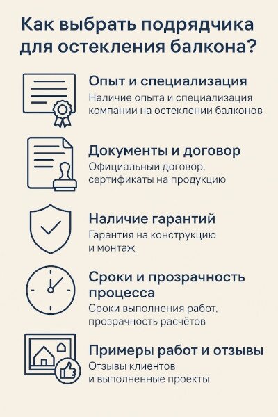 Критерии выбора подрядчика для остекления балкона: опыт, документы, гарантии, сроки и отзывы