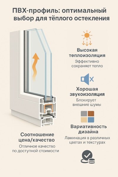 Преимущества ПВХ-профиля для тёплого остекления: высокая теплоизоляция, звукоизоляция, вариативность дизайна и доступная стоимость