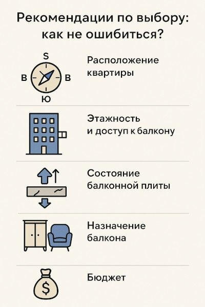Рекомендации по выбору остекления: учёт расположения, этажности, состояния плиты, назначения балкона и бюджета