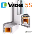 WDS 5S — переріз 5-камерного ПВХ-профілю 60 мм зі склопакетом 24 мм