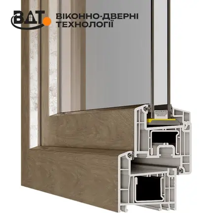Зразок рама стулка REHAU EURO 70 ламінація світлий дуб