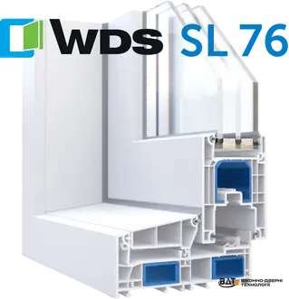 Розсувна система WDS SL 76 у розрізі: теплий профіль, склопакет і роликовий механізм